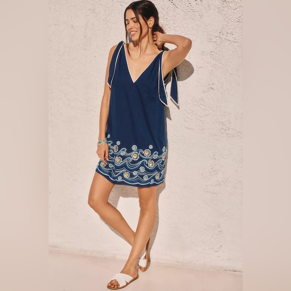 Anthropologie Embroidered Mini Dress